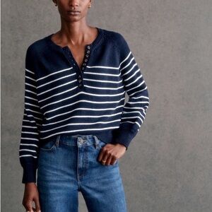 Sezane Leontine Cotton Striped Sweater Medium